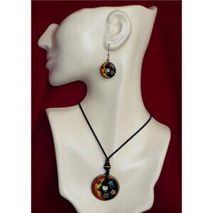 Peruvian Ceramic Earring & Pendant Set - Moon - NEW